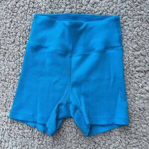 Years of ours Vibrant Blue Ribbed High-Waisted Shorts